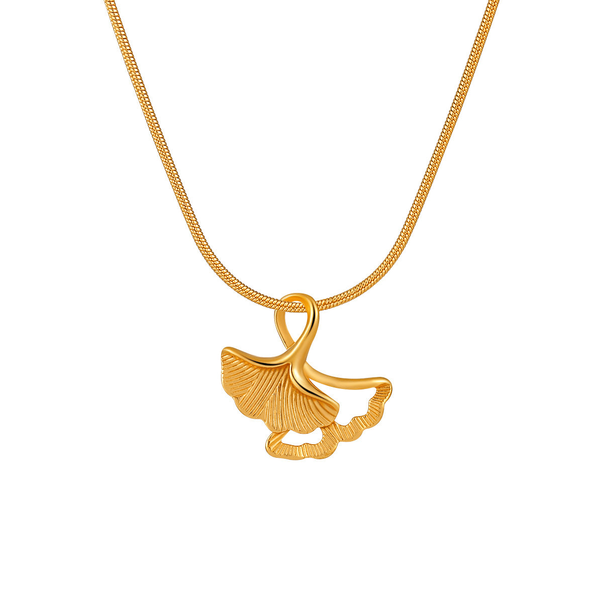 Ginkgo Leaf Four-leaf Clover Keel Chain Titanium Steel Necklace