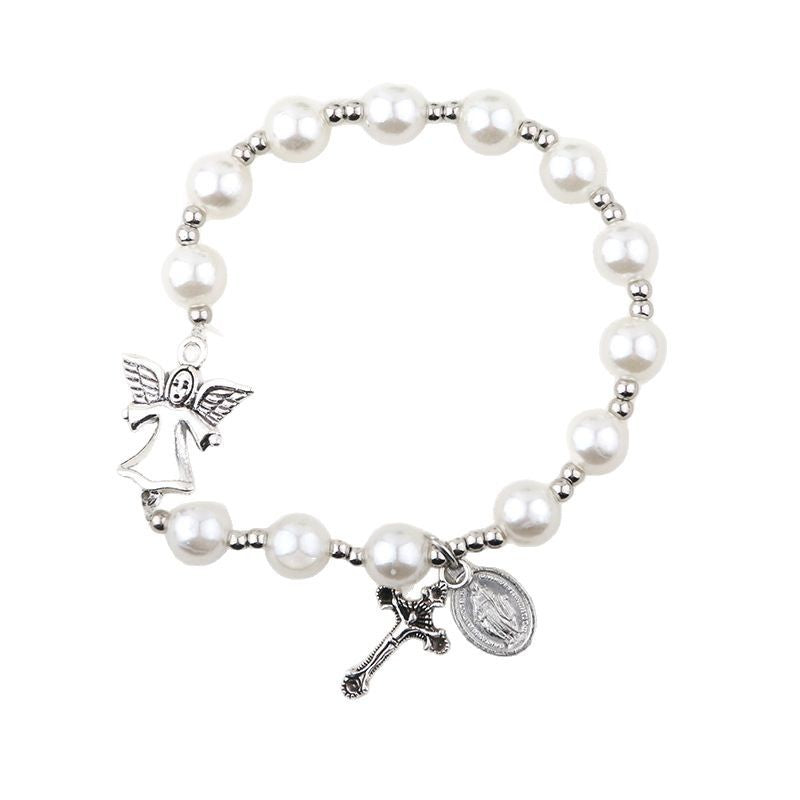 Durable Stringed Pearls Cross Gift For Bracelets