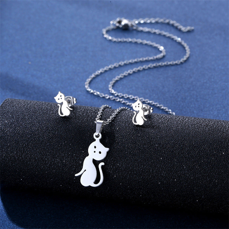 Women's Stainless Steel Suite Fashion Geometry Pattern Animal Love Jewelry Set