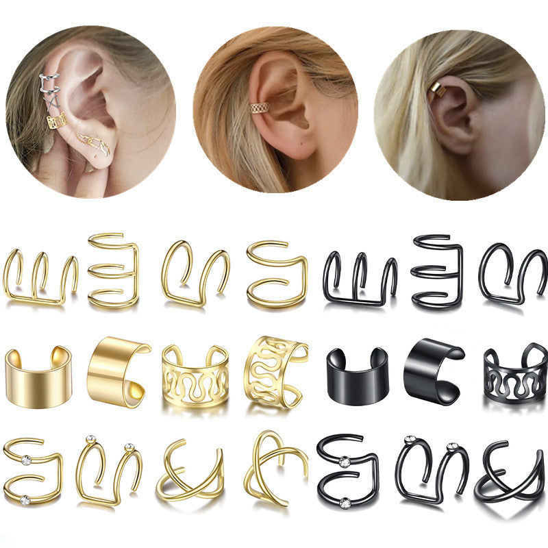 Fashion Simple Hollow Geometry Unique Bone Clips Without Earrings