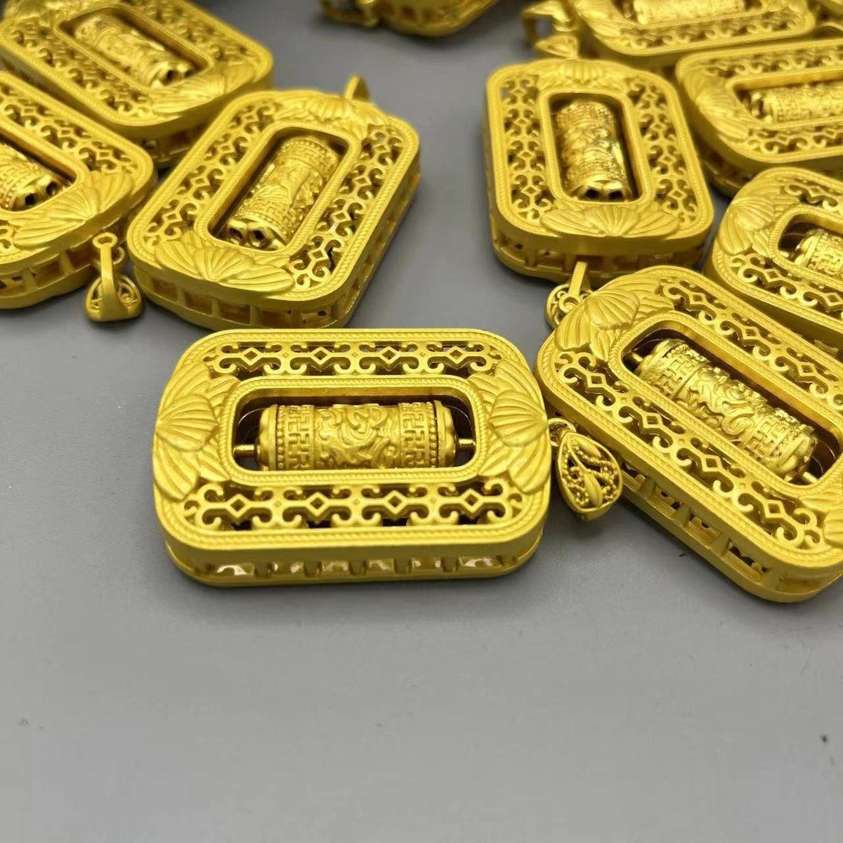 Ancient Gold Alluvial Maitreya Buddha Hollow Dragon Plaque Pendant