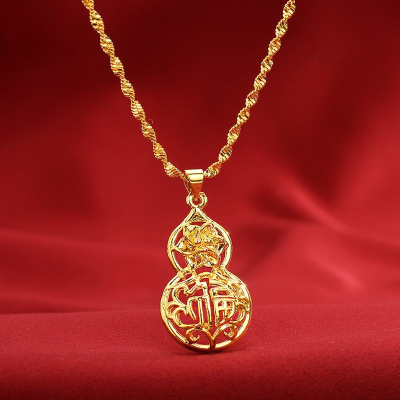 Women's Style Gold Shop Alluvial Love Abacus Lucky Bag Necklaces