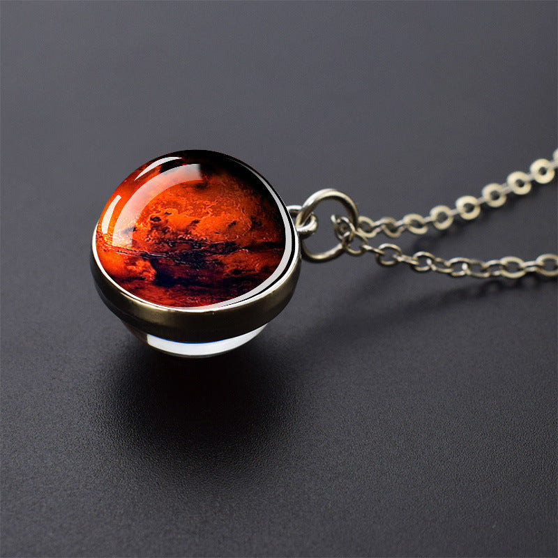 System Galaxy Nebula Double-sided Time Stone Necklace
