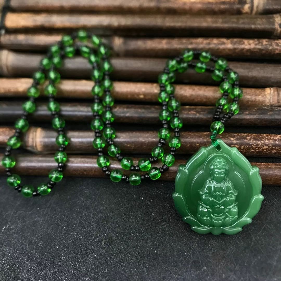 Women's & Men's Jade Avalokitesvara On The Lotus Throne Pendants