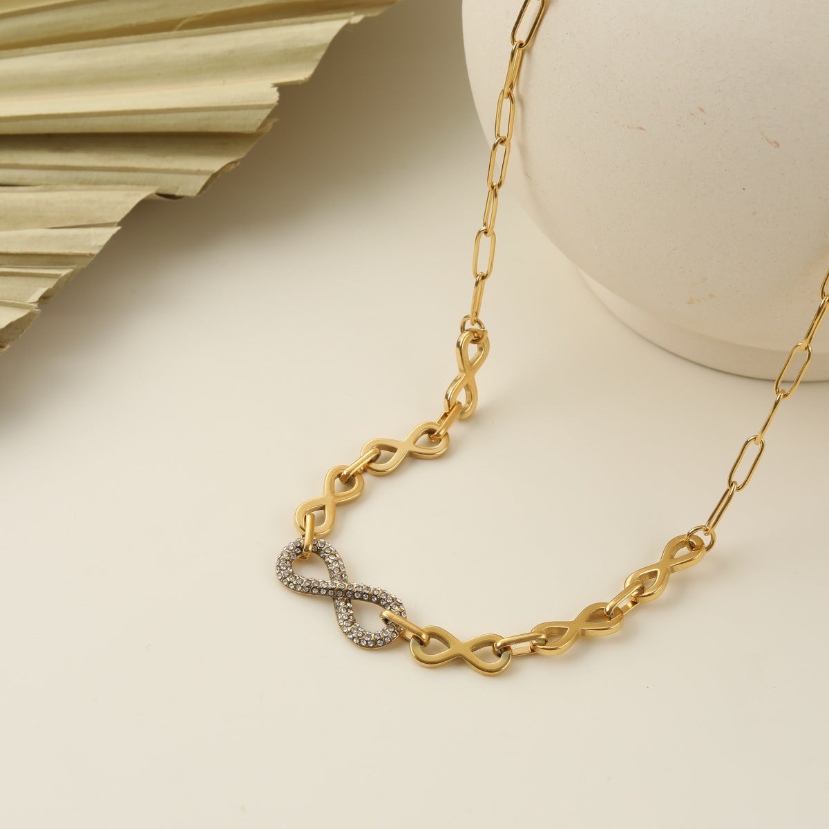 Steel Light Luxury Unlimited Symbol Full Diamond Jewelry Set