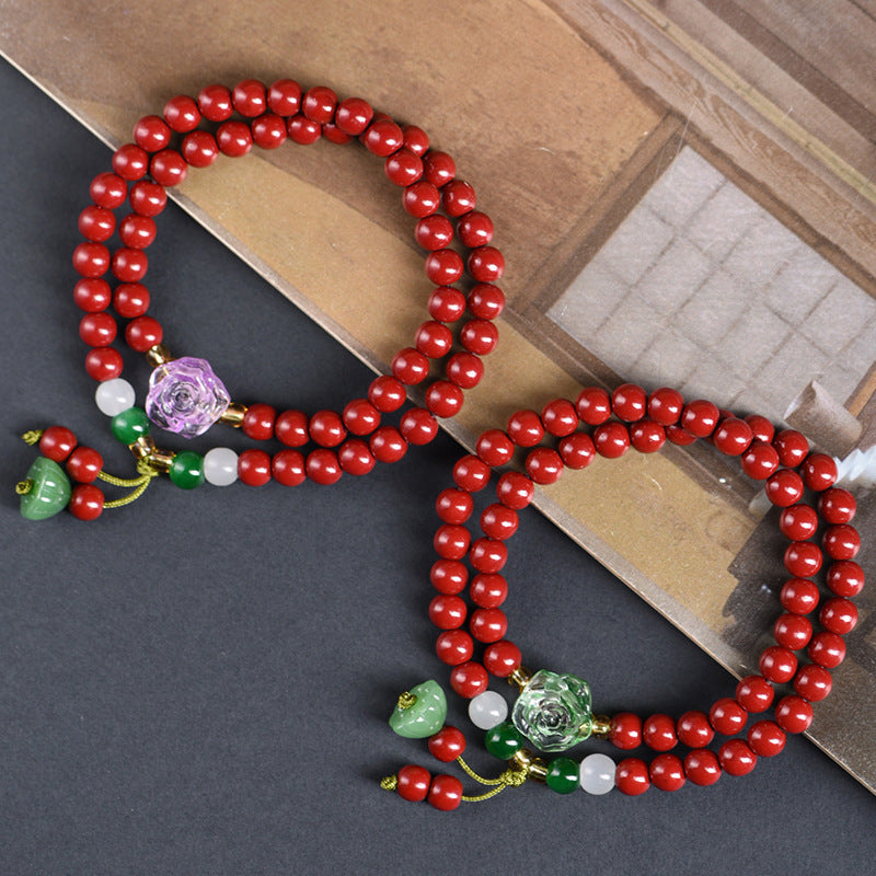 Women's Double Circle Buddha Beads Multi String Life Red Bracelets