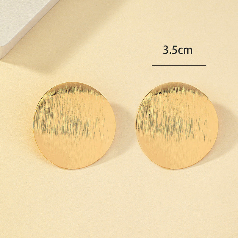 Metal Cold Style Advanced Round Texture Earrings