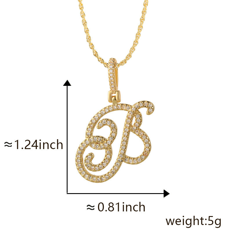 Hop Flower Body Grass English Letter Niche Style Inlaid Zircon Pendants