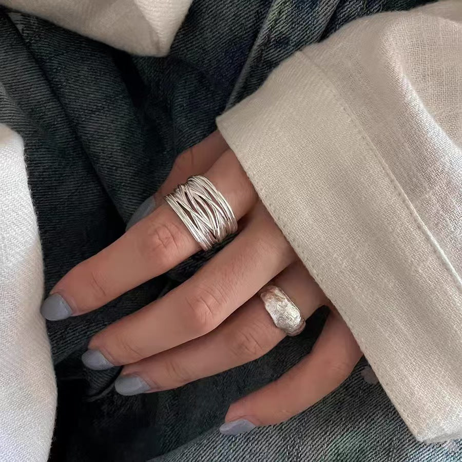 Korean Style High Street Retro Line Winding Cool Unisex Female Rings