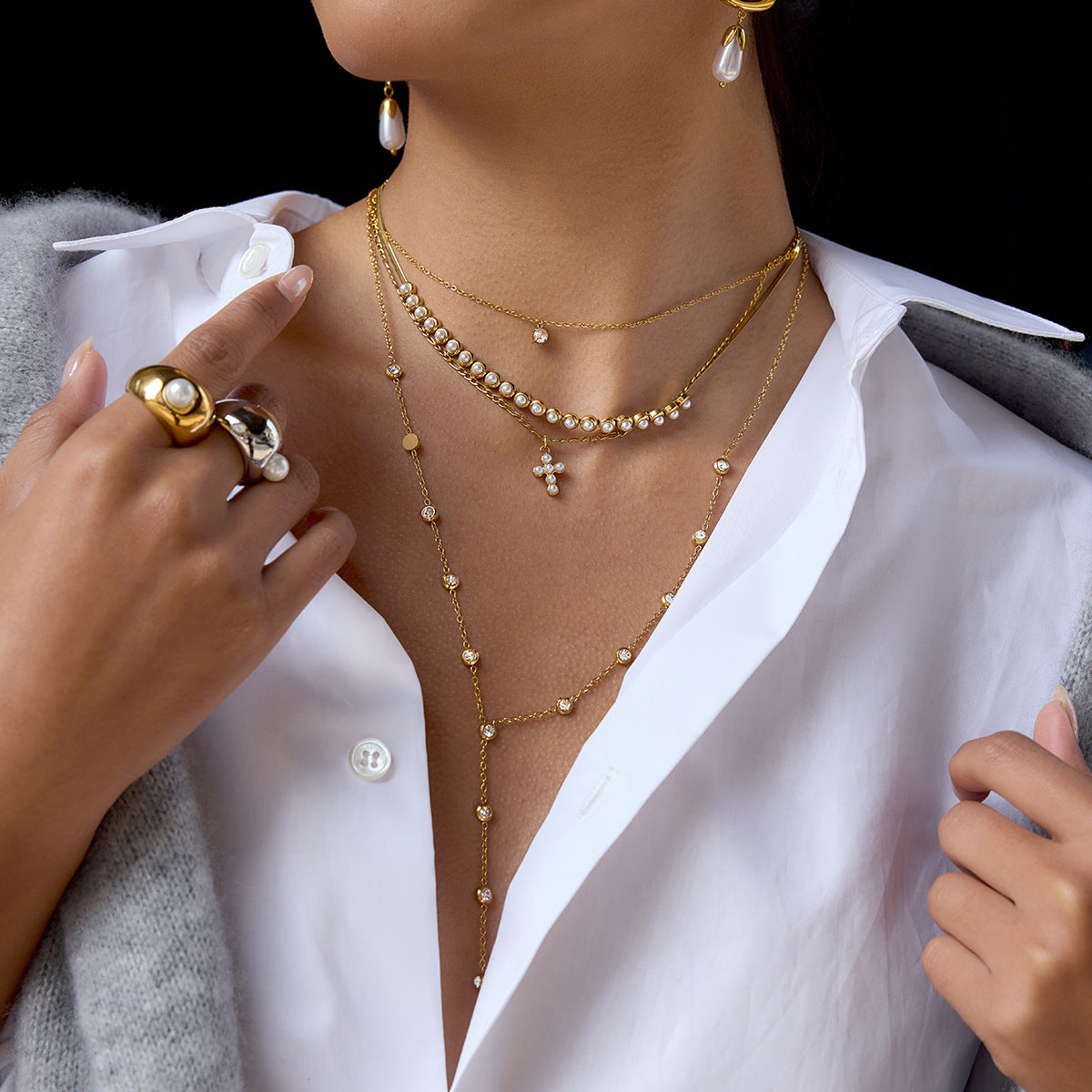 Pearl Light Luxury Minority Stainless Female Necklaces