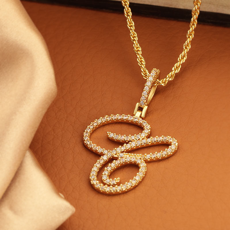 Hop Flower Body Grass English Letter Niche Style Inlaid Zircon Pendants