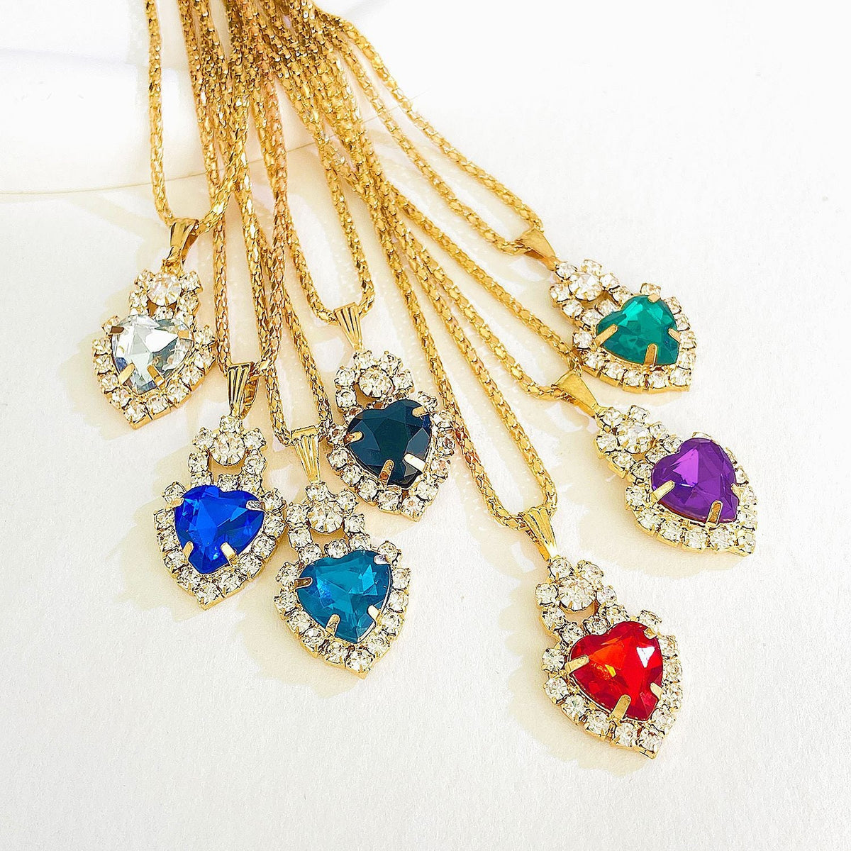 Personality Heart Shape Rhinestone Shiny Bride Necklaces