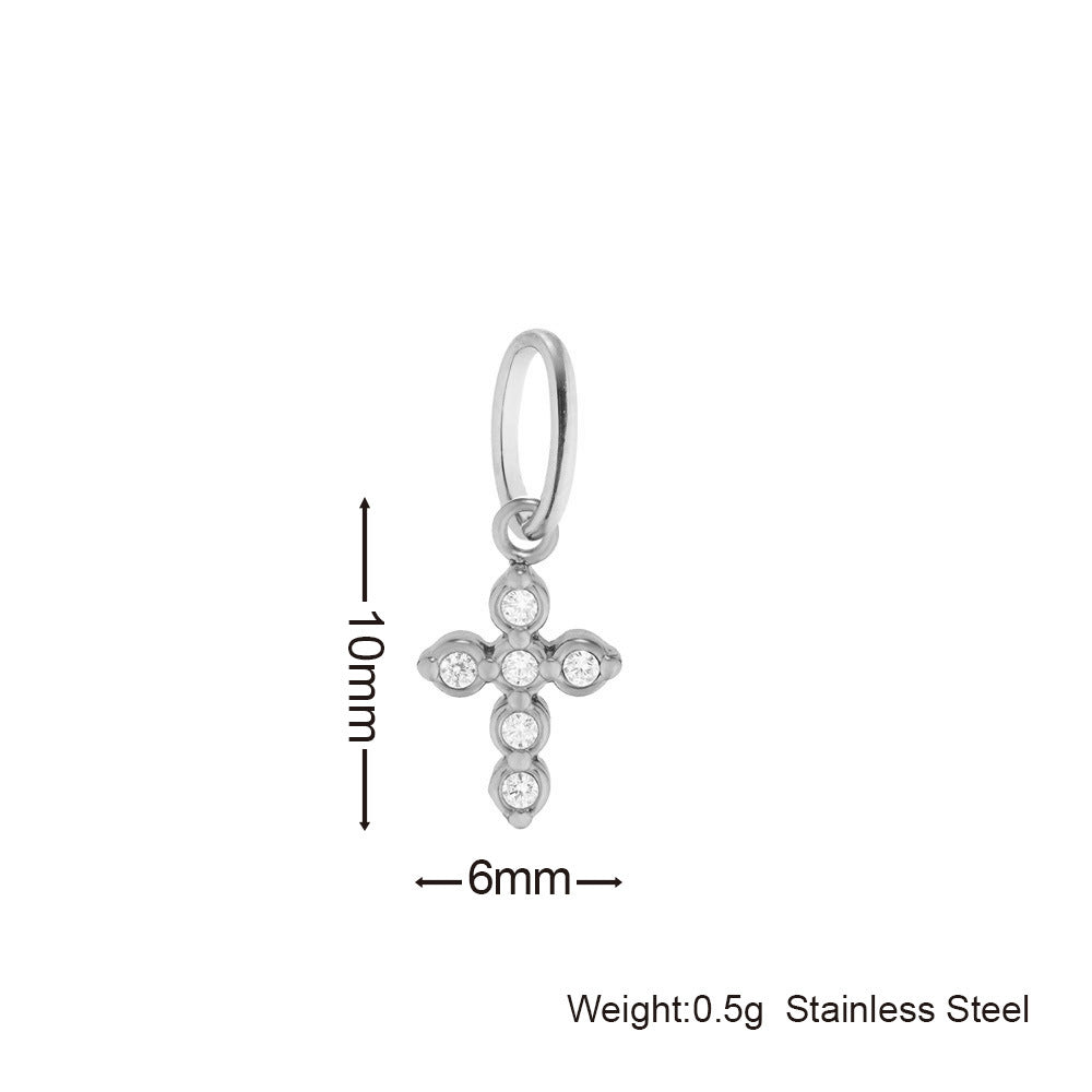 Inlaid Zircon Stainless Steel Gold-plated Cross Pendant