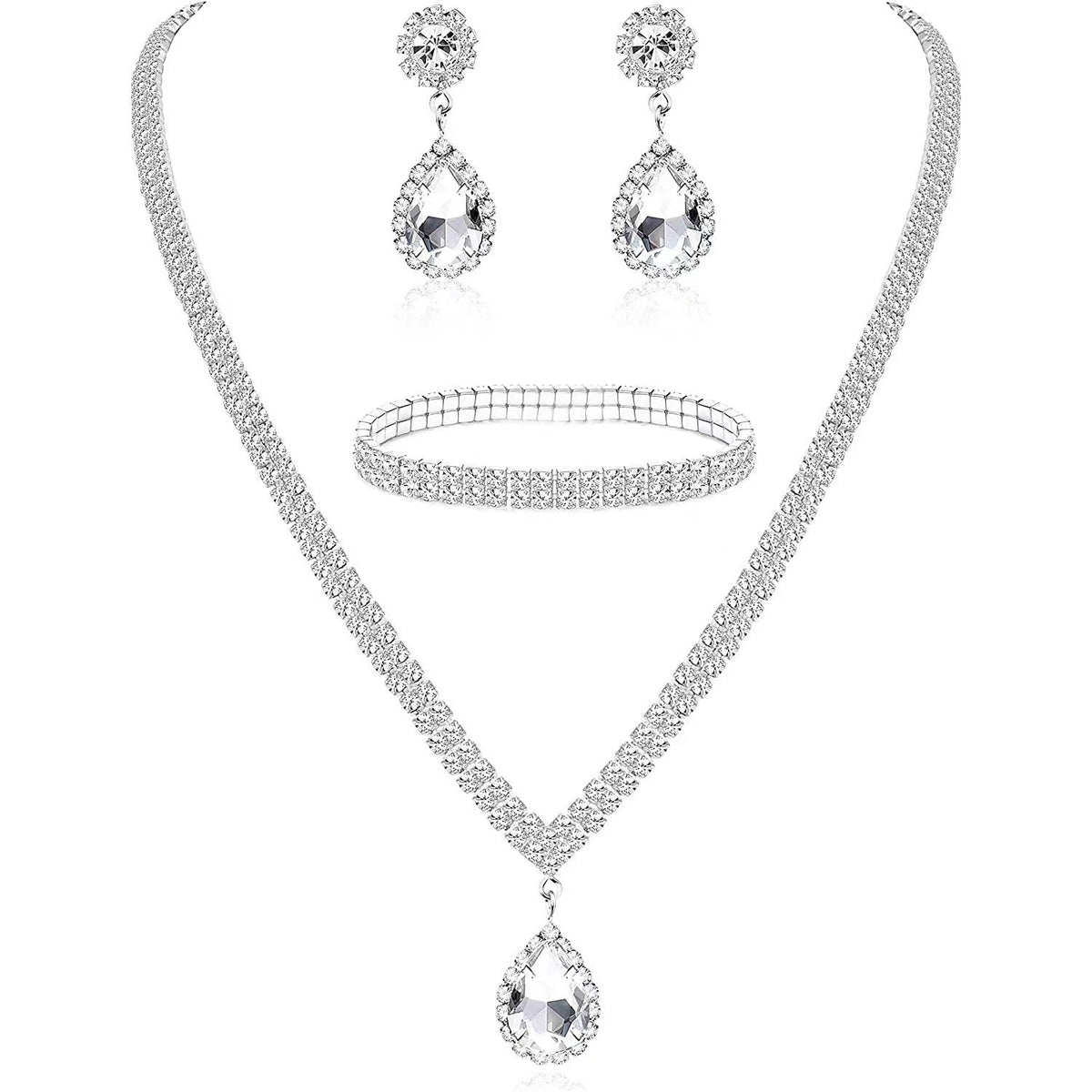Beautiful Fashion Bride Full Rhinestone Tassel Jewelry Set