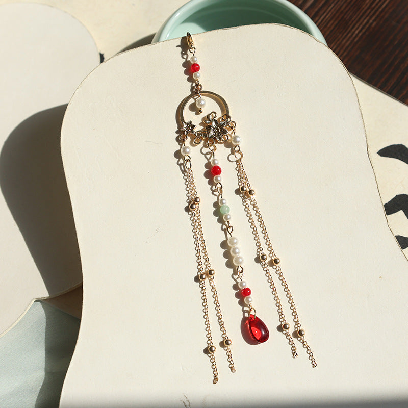 Style Tassel Circular Fan Clothing Hairpin Matching Pendant