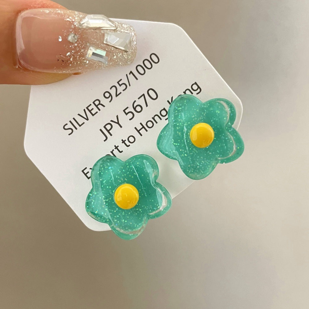 Women's Summer Iti Colorful Flower Ear Clip Sweet Earrings