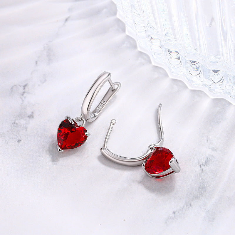 Elegant Heart Zircon Heart-shaped Tassel Long Earrings