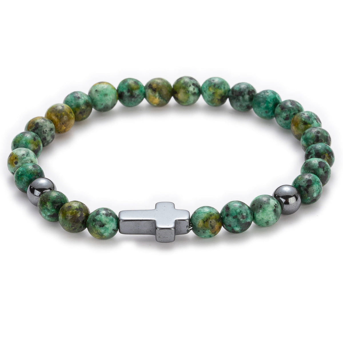 Magnet Cross African Pine Map Stone Multicolor Bracelets