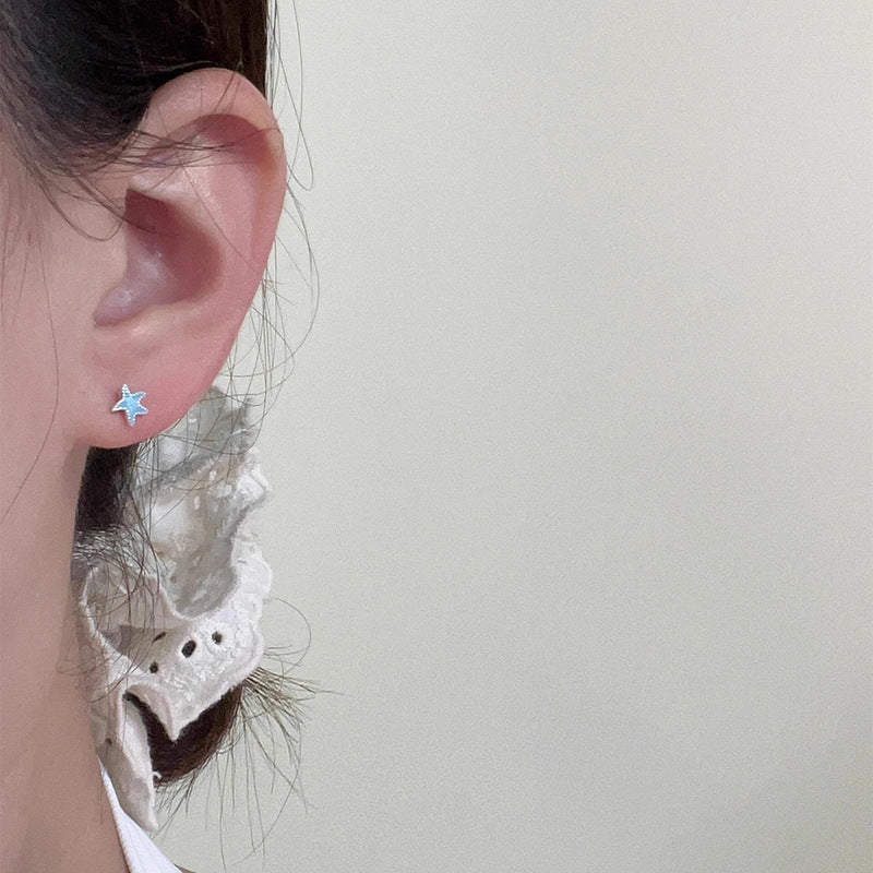 Sterling Sier Mini Blue Starfish Female Fresh Style Rings
