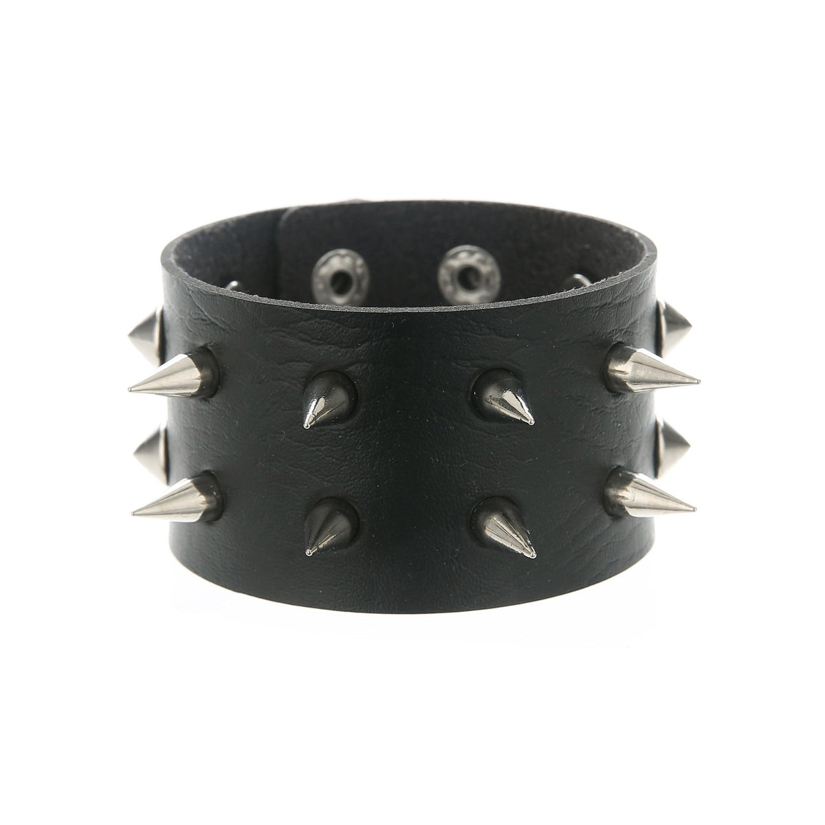 Punk Double Row Alloy Spike Couple Leather Rock Stainless Bracelet