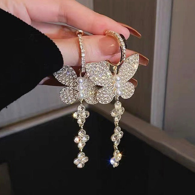 Women's Live Broadcast Temperament Fashion Exaggerated Rhinestone Earrings
