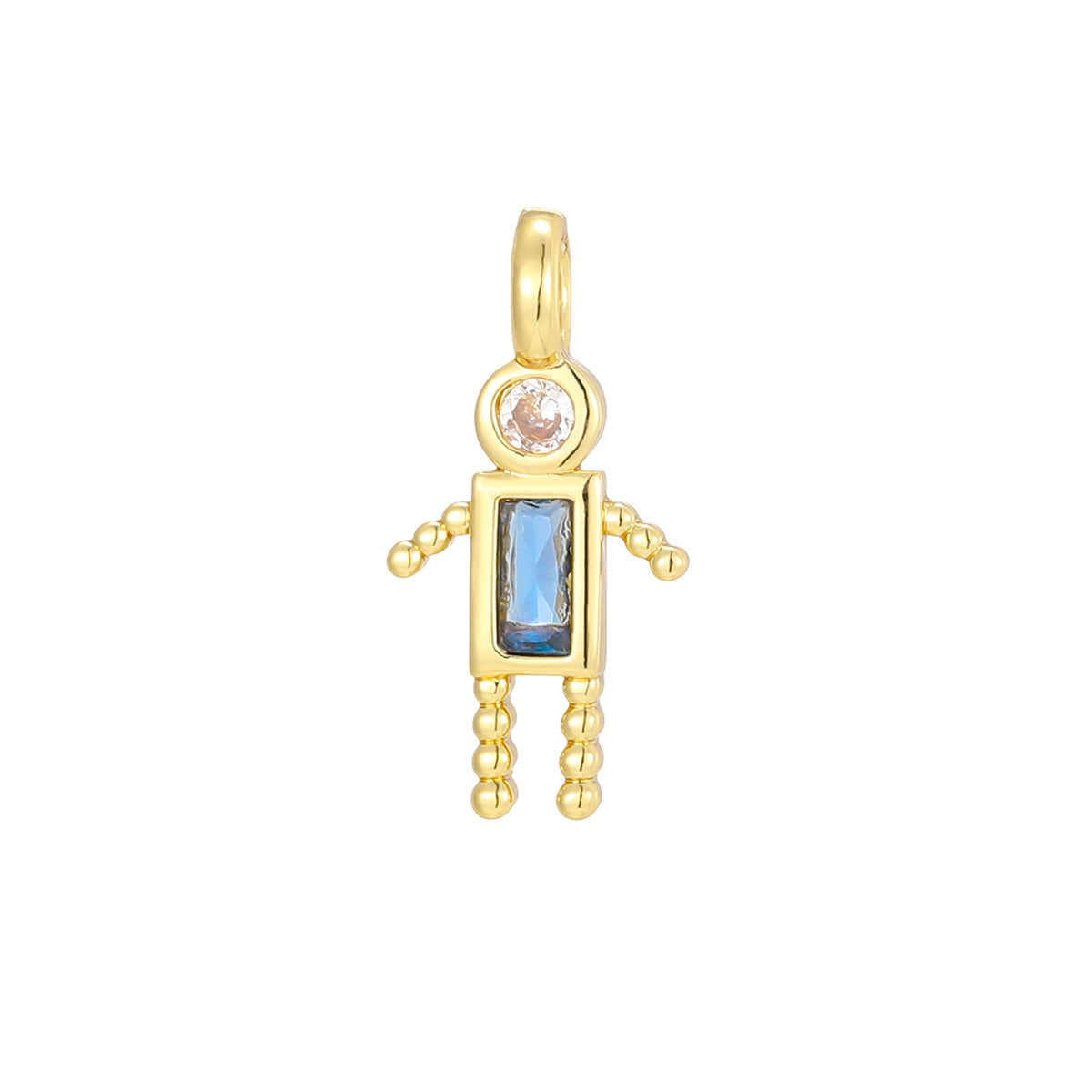 Boys Color Birthstone Gold Micro Inlaid Pendants