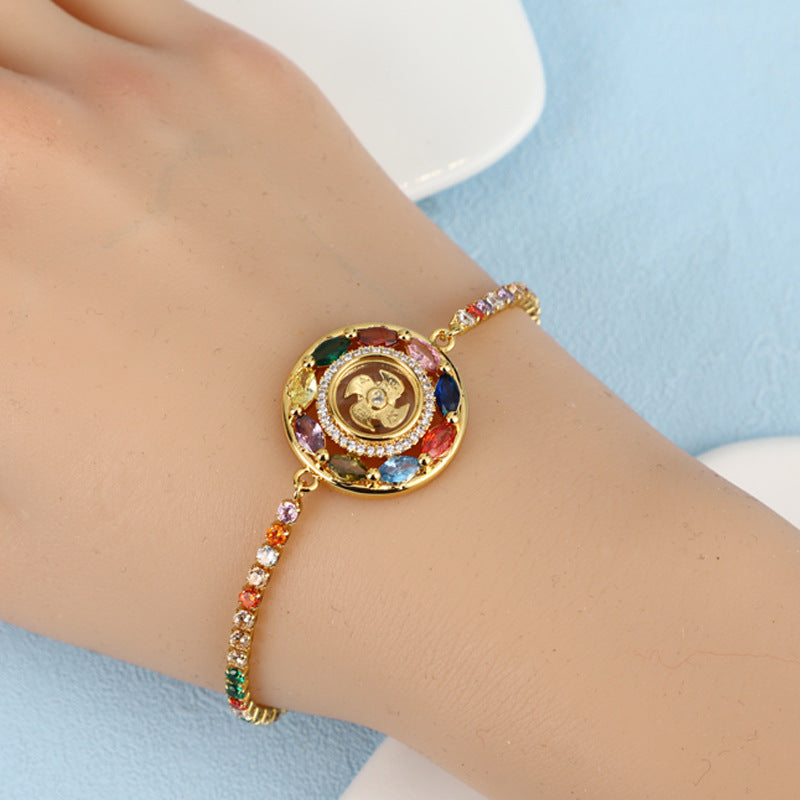 Color Retention Imitation Tourmaline Crystal Colorful Crystals Rotatable Bracelet