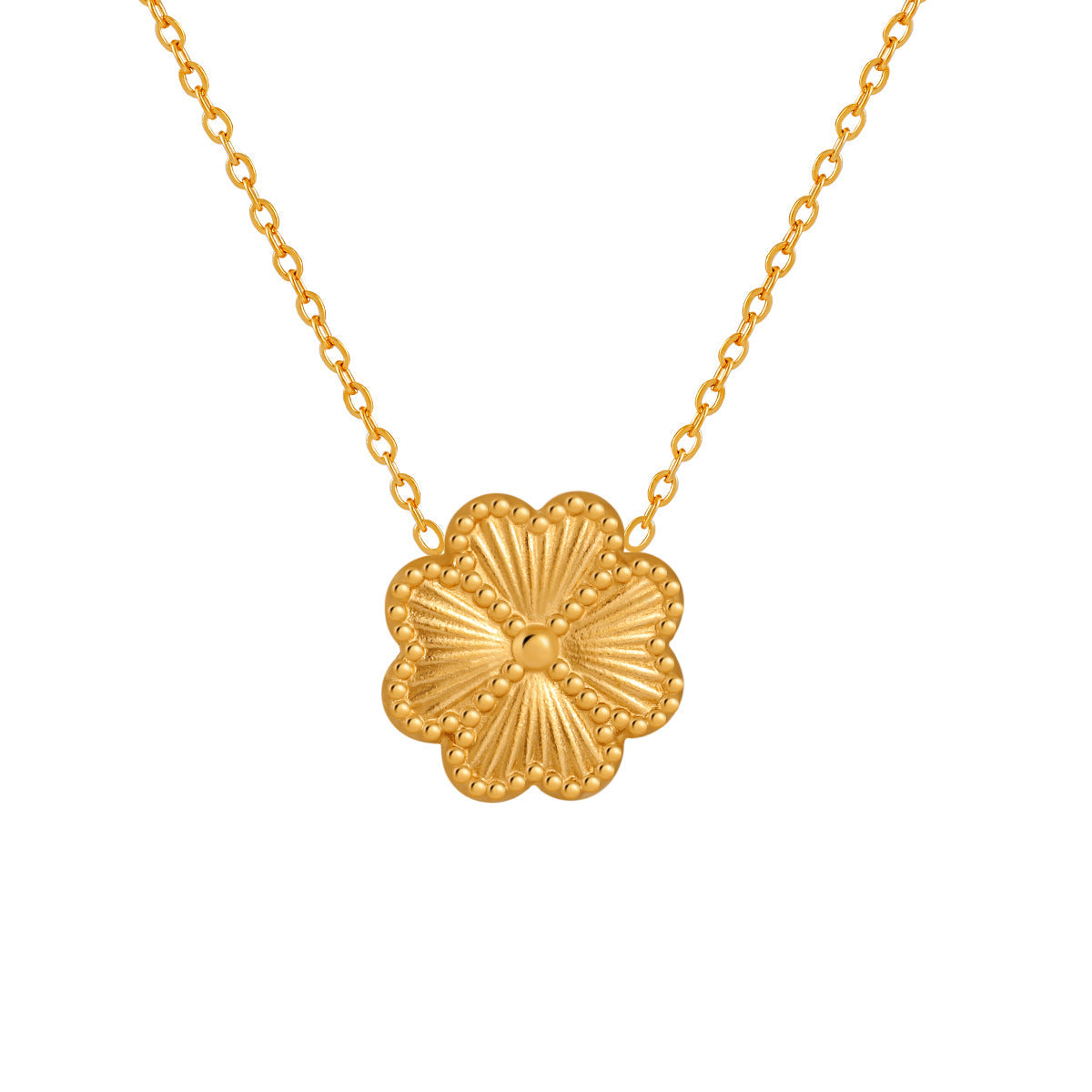 Ginkgo Leaf Four-leaf Clover Keel Chain Titanium Steel Necklace