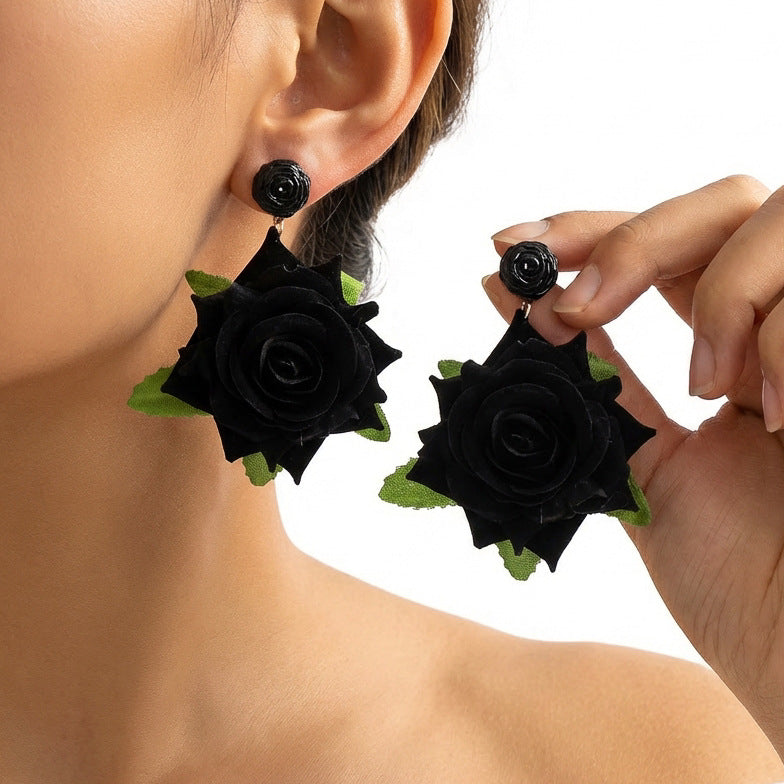 Women's Artificial Flower Light Luxury High-grade Temperament Sweet Earrings