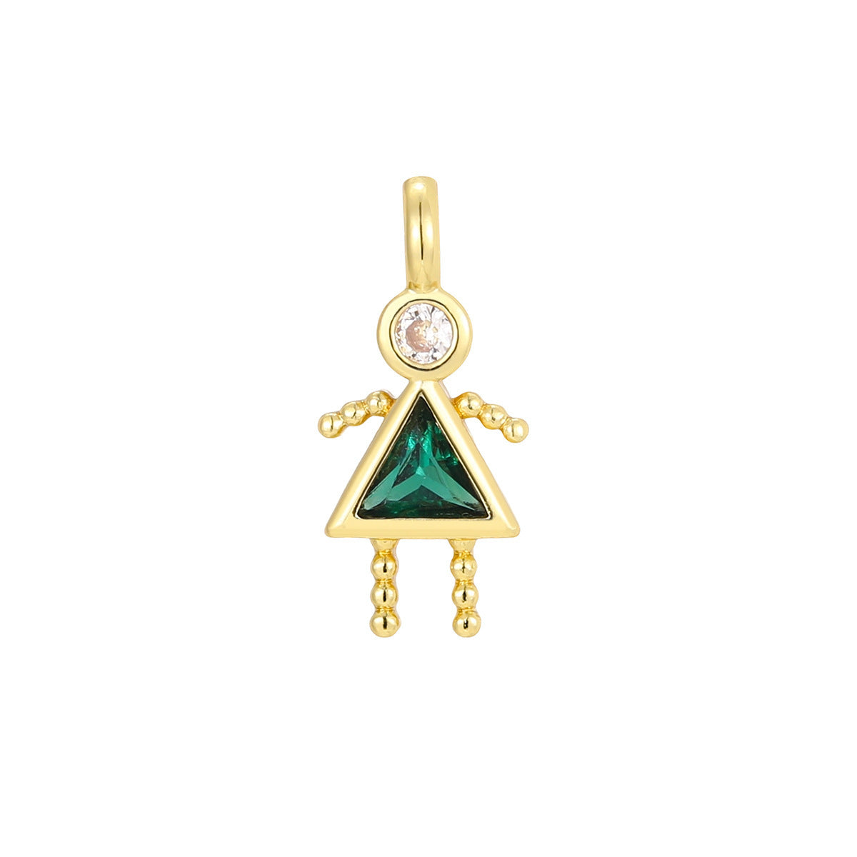 Boys Color Birthstone Gold Micro Inlaid Pendant