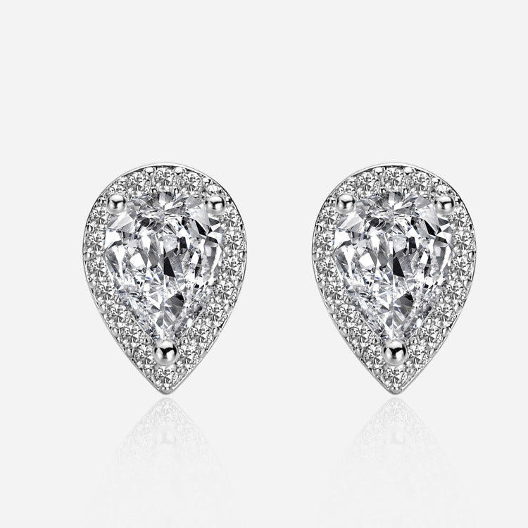 Simulation Moissanite Female Water Drop Pear-shaped Karat Super Shiny Earrings