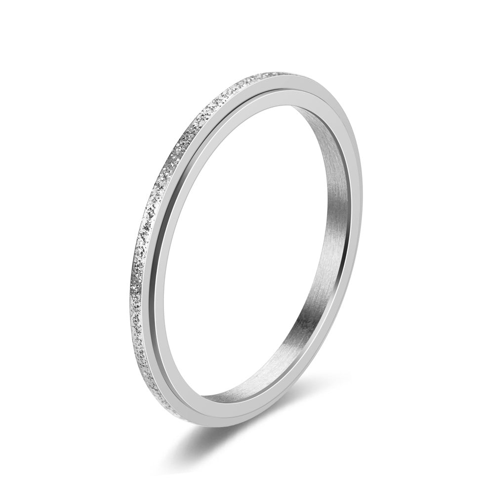 Women's & Men's Fine Fashion Frosted Electroplated Rose Gold Couple Stainless Rings