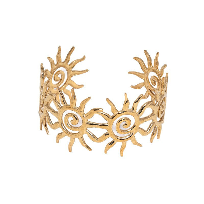 Steel Open Sun Spiral Personality Design Light Luxury High-grade Gold-plated Bracelet