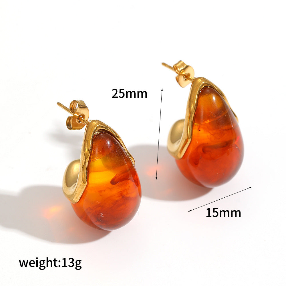 Elegant Resin Graceful Personality Style Amber Jewelry Set