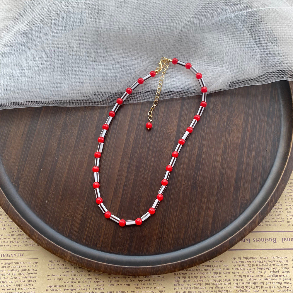 Fashion Color Handmade Woven Bead Ethnic Style Rainbow Necklaces
