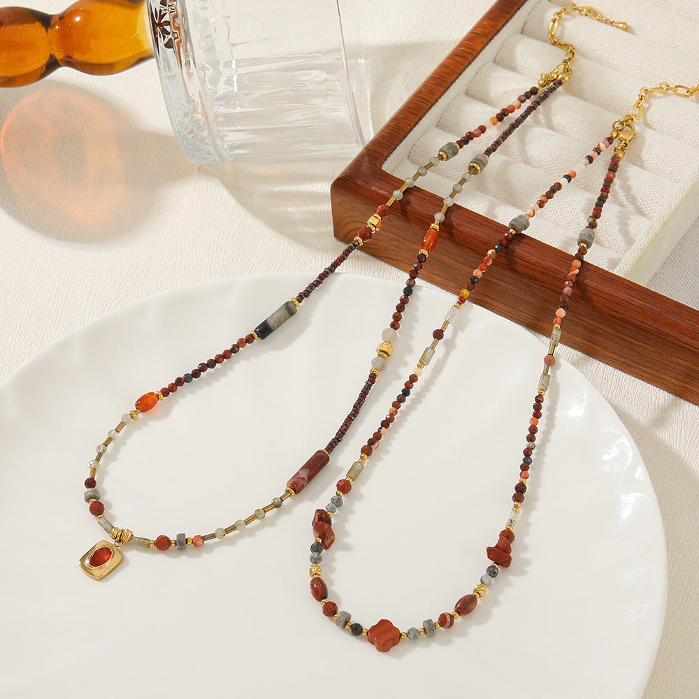 French Retro Natural Stone High-grade Clavicle Chain Necklaces