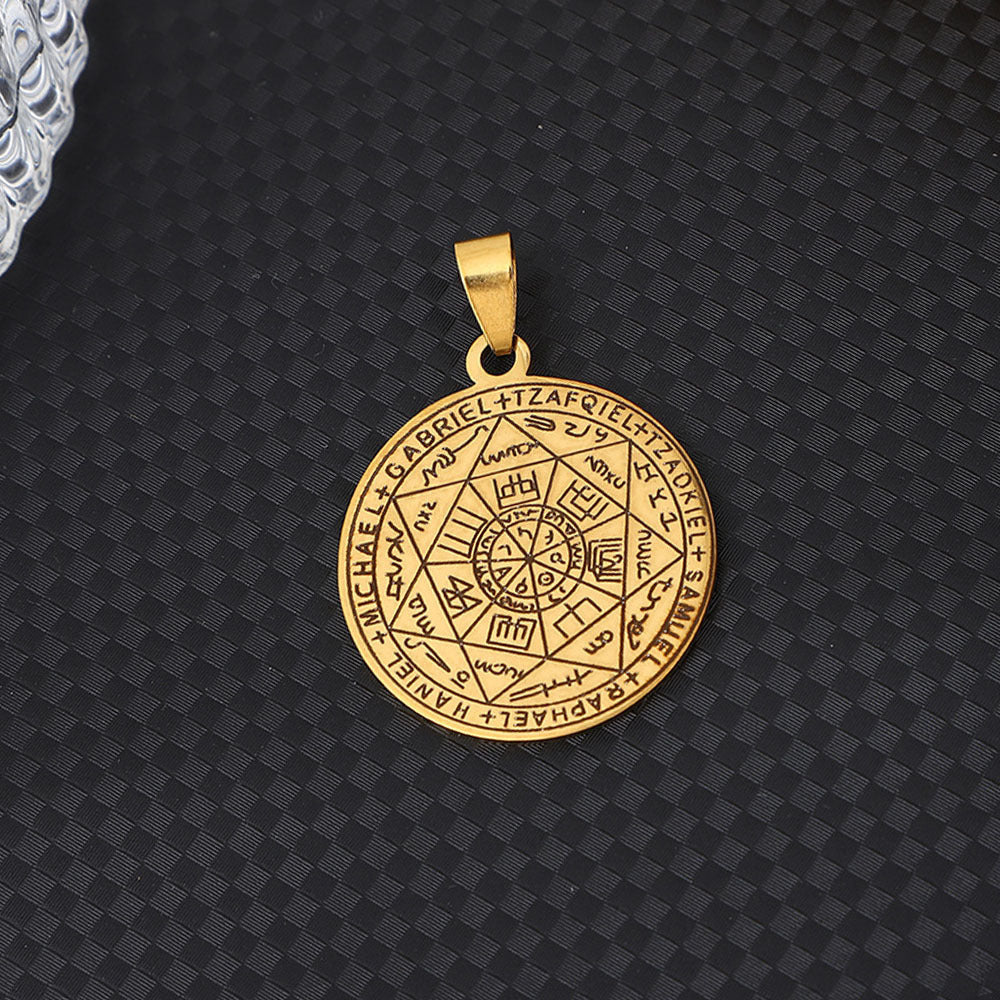 Titanium Steel Rune Seven Angel Seal Religious Scriptures Pendant