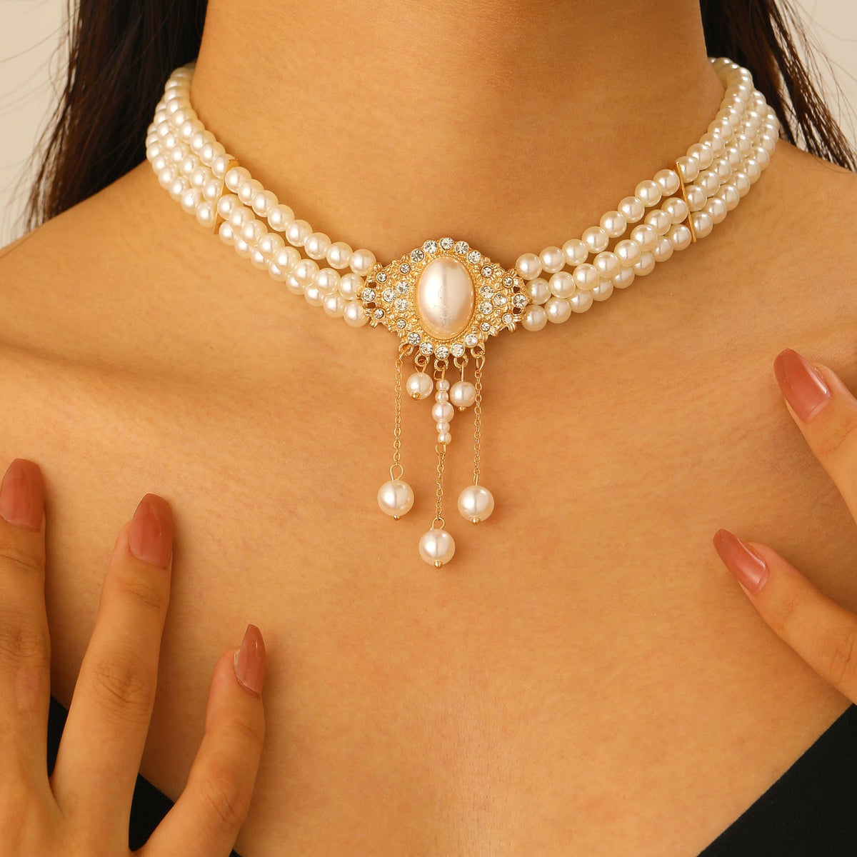 Pearl Female Style Creative Design V-shaped Jewelry Set