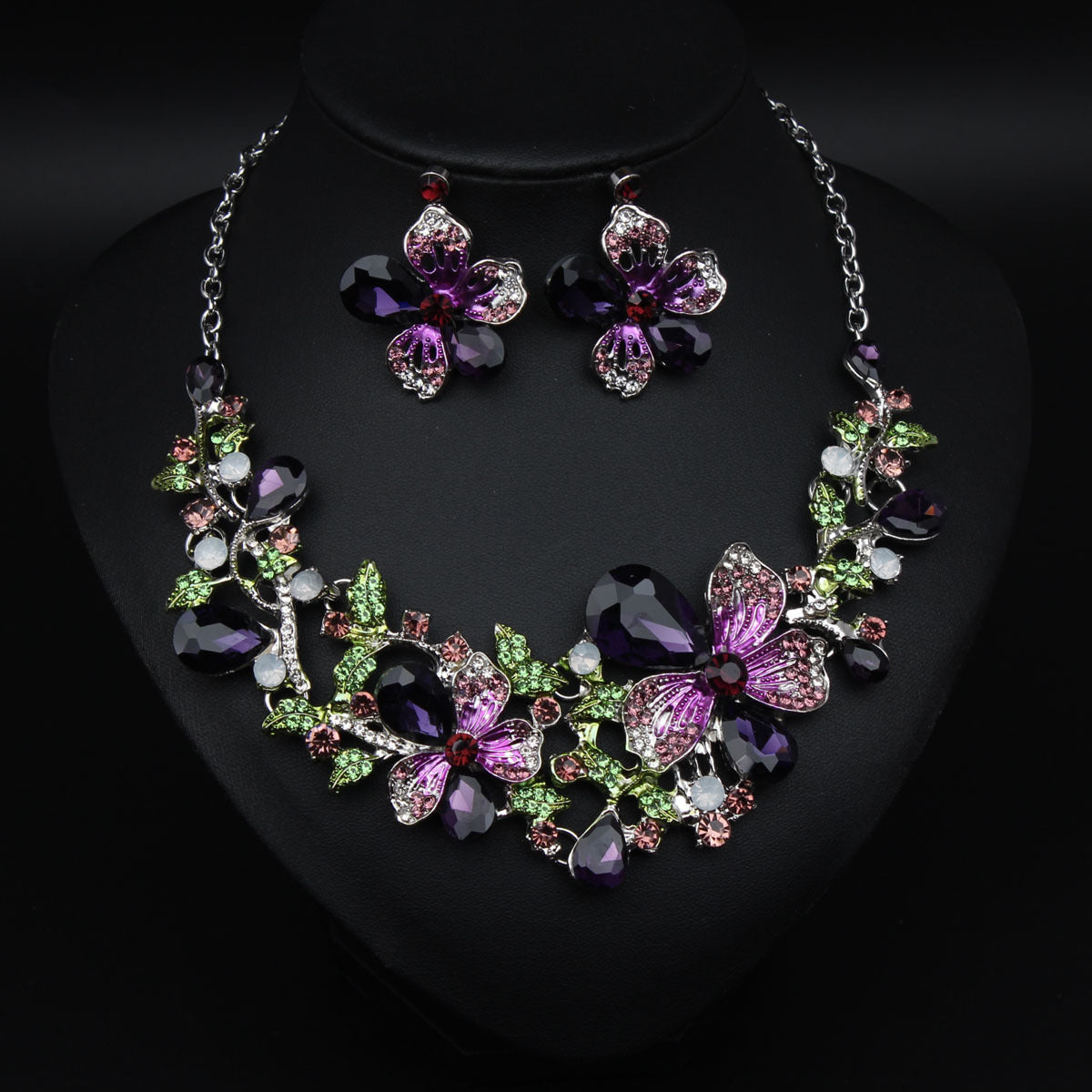 Jewel Flower Crystal Suite Banquet Dress Earrings
