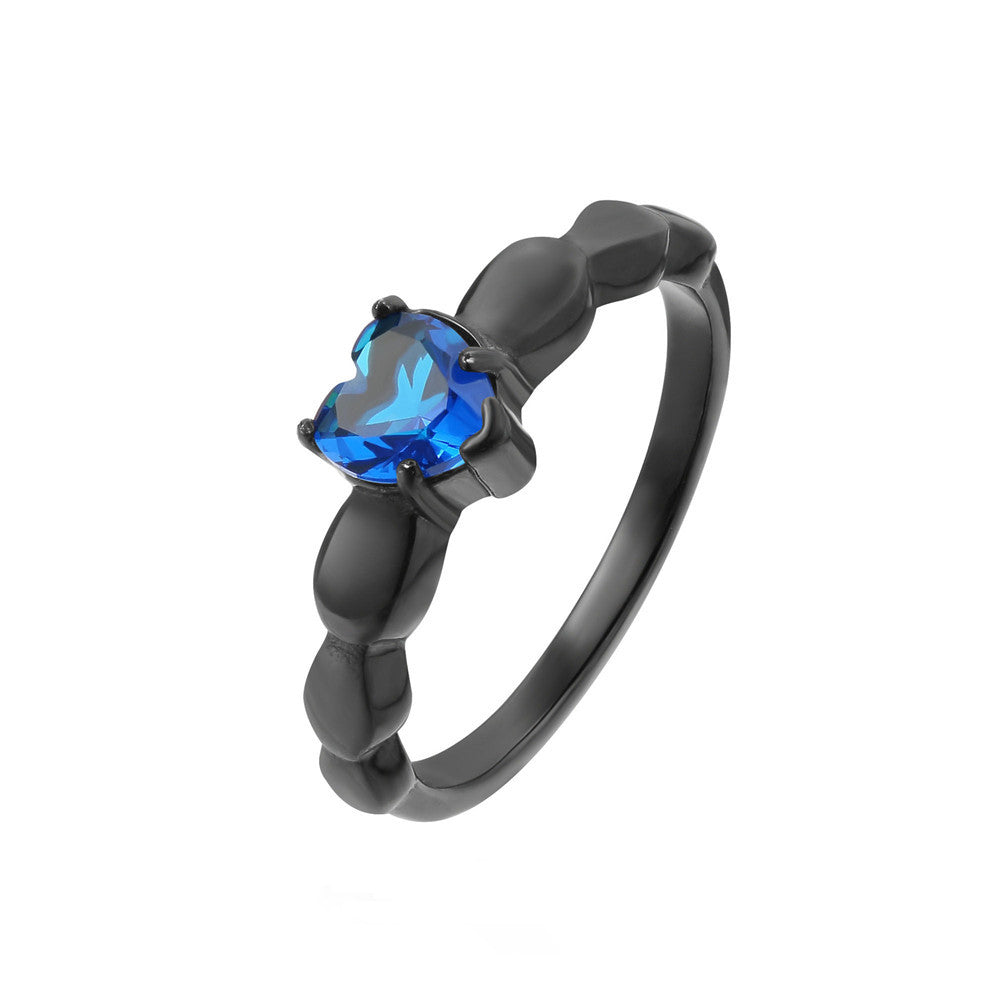 Women's Fashion Simple Sweet Heart Love Diamond Wind Rings