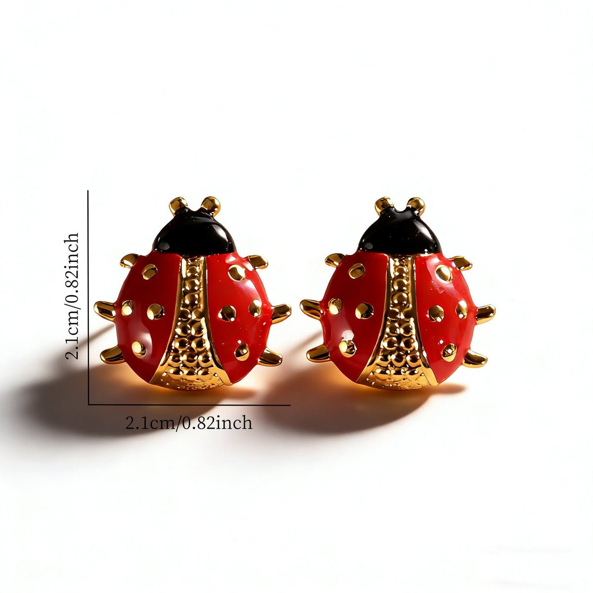 Colorful Oil Ladybug Stainless Steel Creative Cartoon Fashionable Versatile Stud Earrings