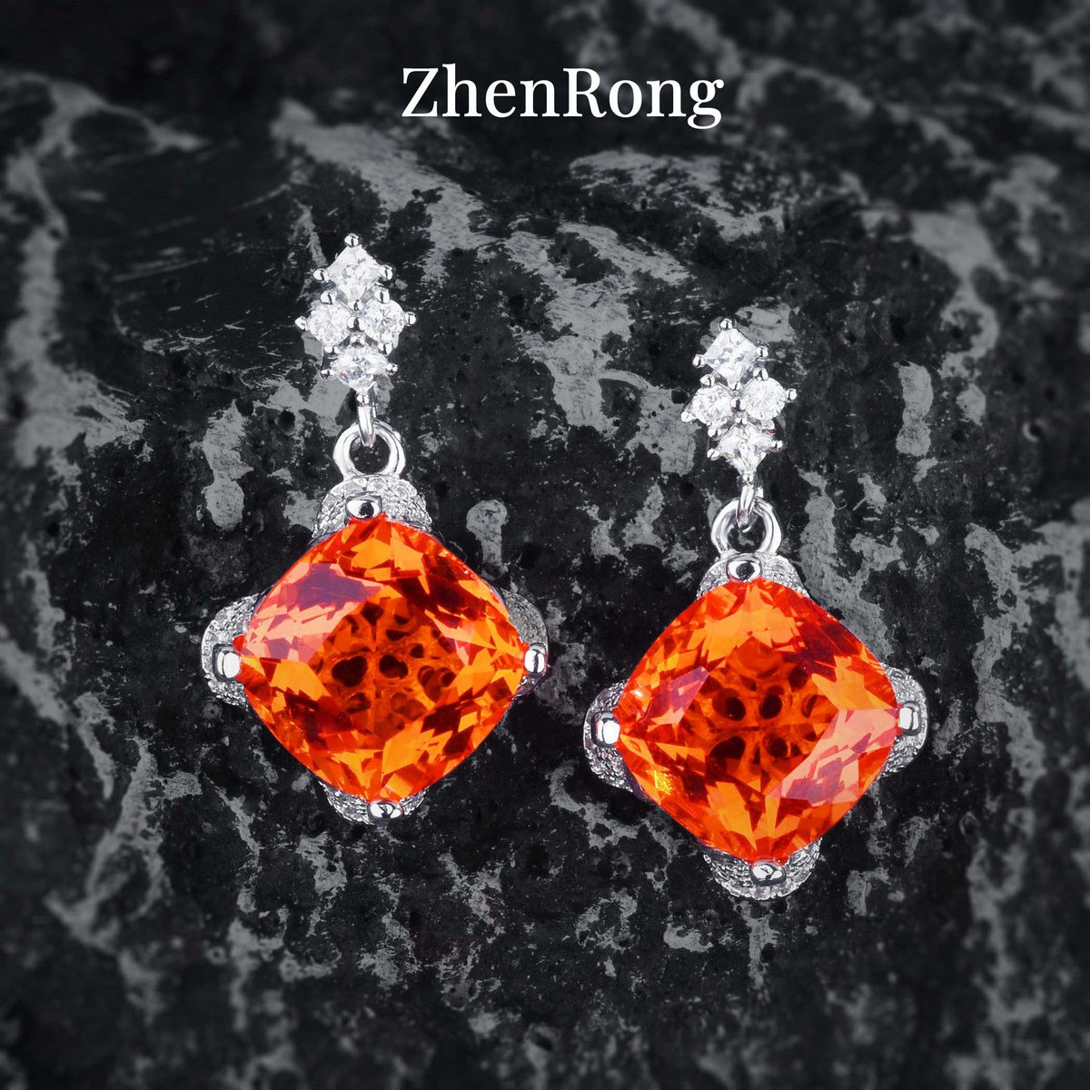 Carat Square Colored Gems Violet Yellow Jewelry Set