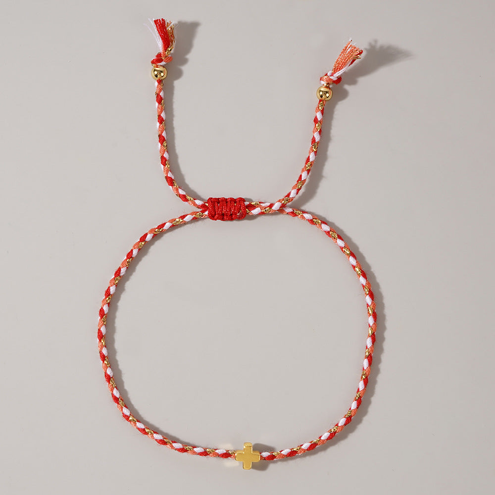 Women's Four-color Cotton Cross Handmade Carrying Strap Couple High Bracelet