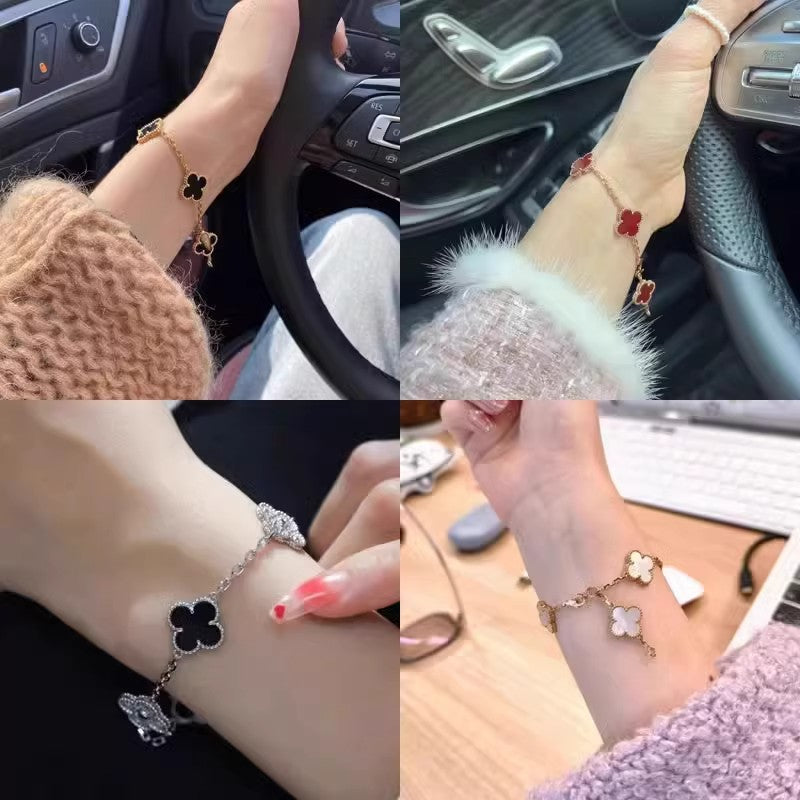 Women's Clover Light Luxury High-grade Gold Coating Double-sided Bracelet
