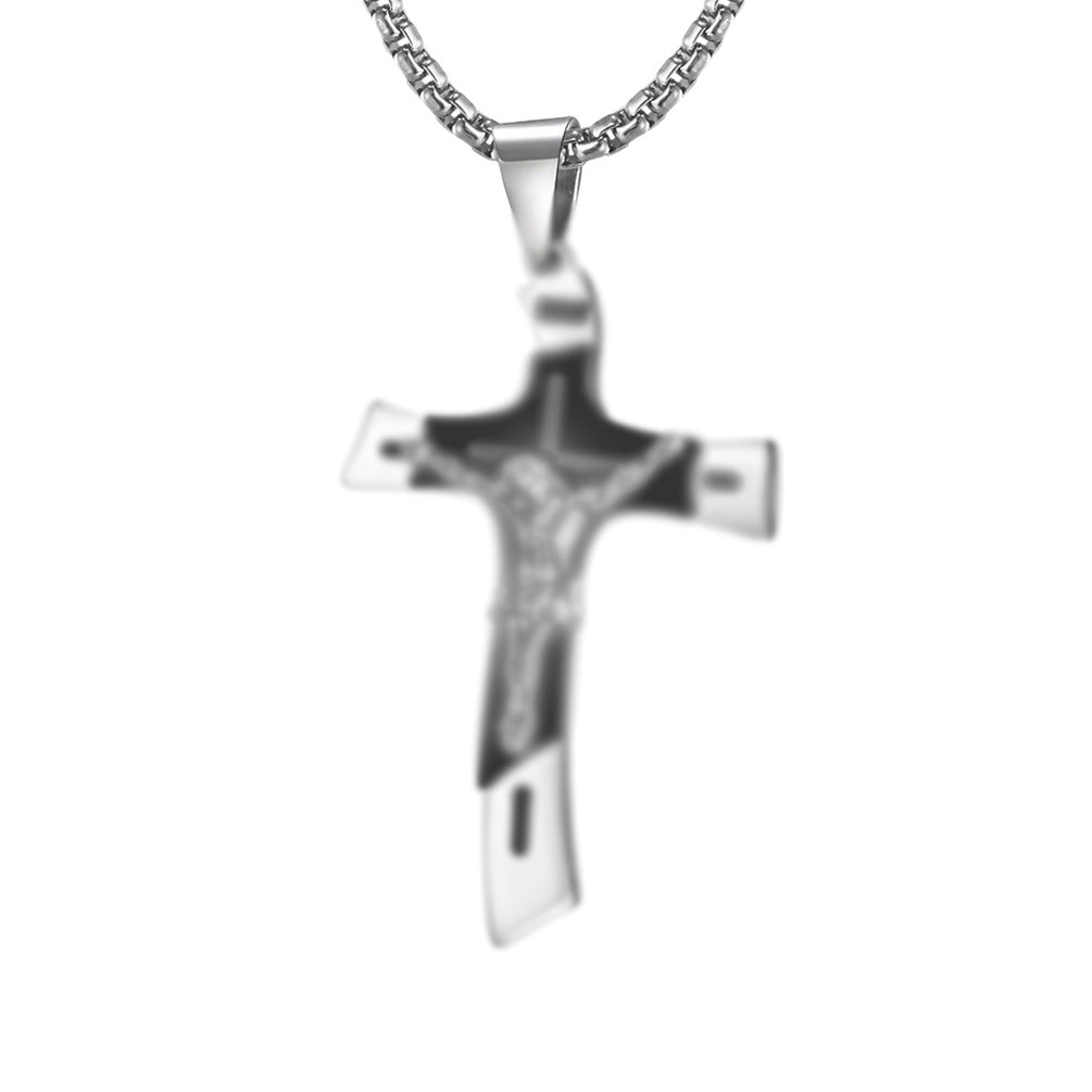 Embossed Portrait Cross Titanium Steel Personalized Pendant