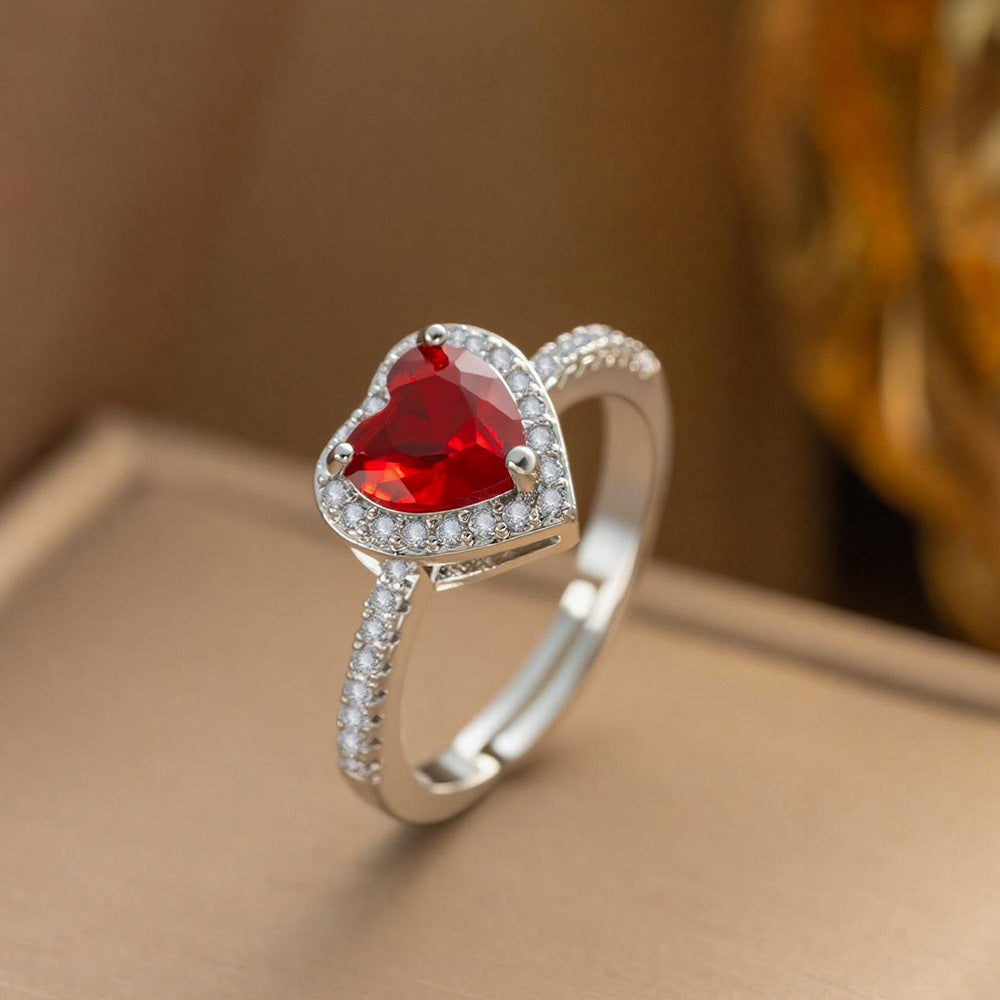 Women's Loving Heart Zircon Light Luxury Minority Design Red Necklaces