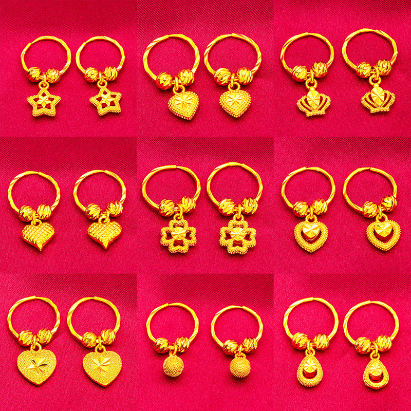 Women's Love Five-pointed Star Crown Water Drop Beads Live Earrings