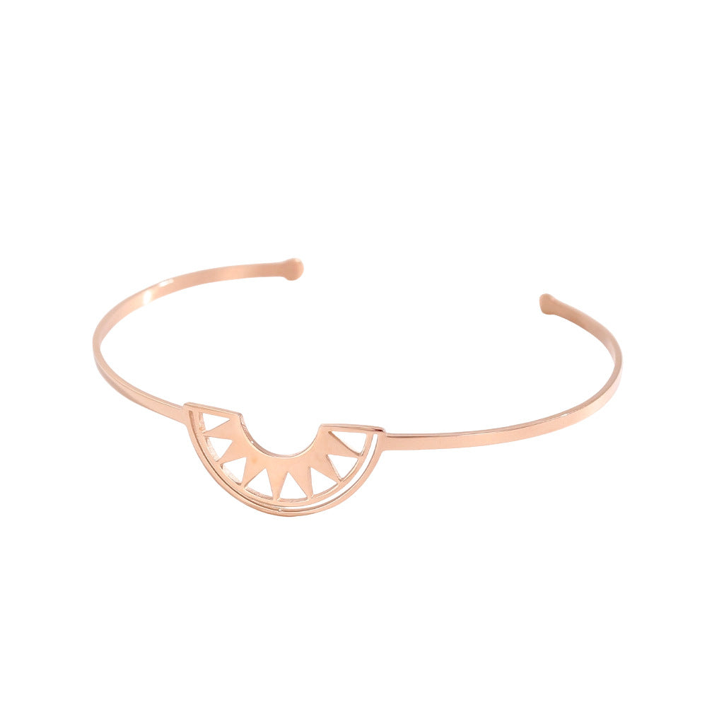 Geometric Hollow Metal Feeling Open-ended Stainless Steel Vacuum Electroplating Design Bracelets