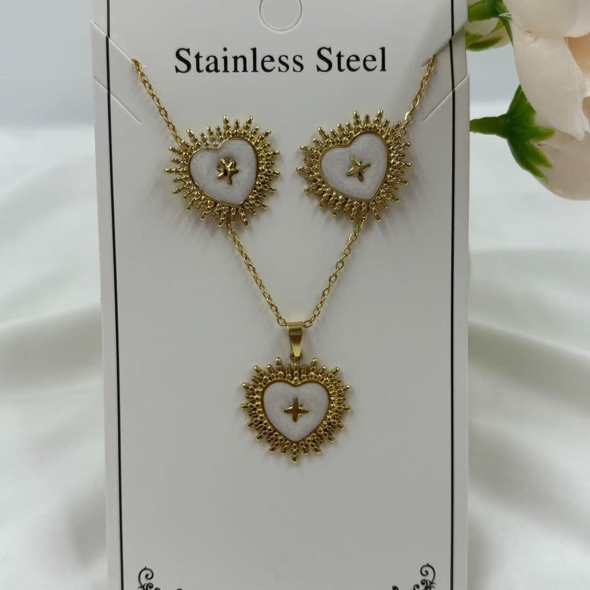 Women's Drop Peach Heart Stainless Steel Gold Earrings