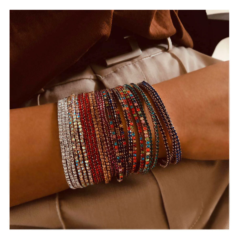 Row Stretch Thin Claw Chain Rhinestone Crystal Bracelets